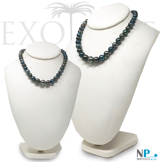 Collier de perles de tahiti, semi rondes, qualité AA/AA+ longueur moyenne 43 à 44 cm.